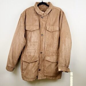 Roundtree & Yorke Outdoors Men's S Tan Faux Suede Jacket Quilted Lined Safari